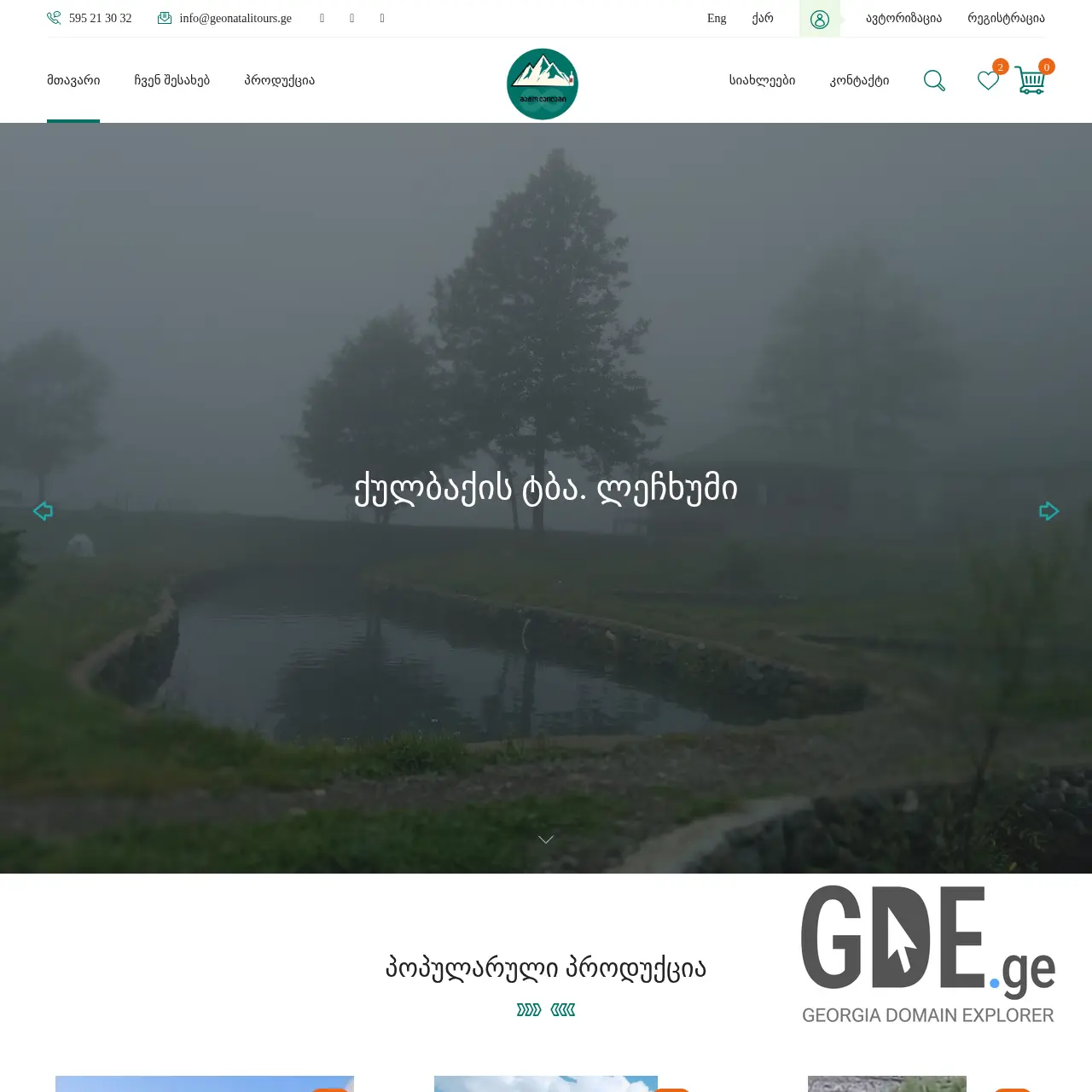 Screenshot of the site geonatalitours.ge at 2025-12-10