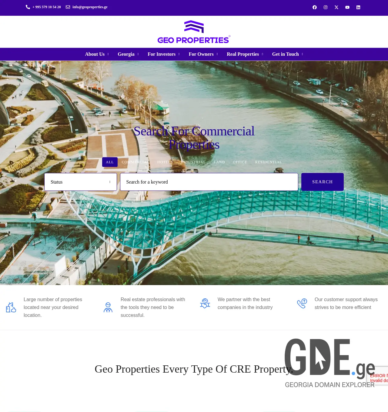 Screenshot of the site geoproperties.ge at 2025-11-30