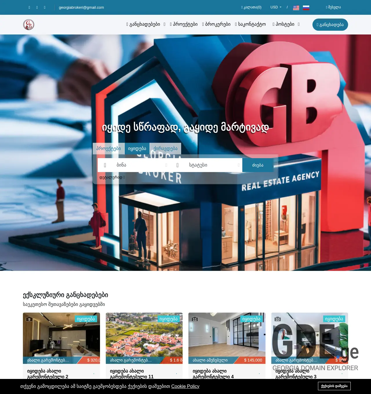 Screenshot of the site georgiabroker.ge at 2025-12-03