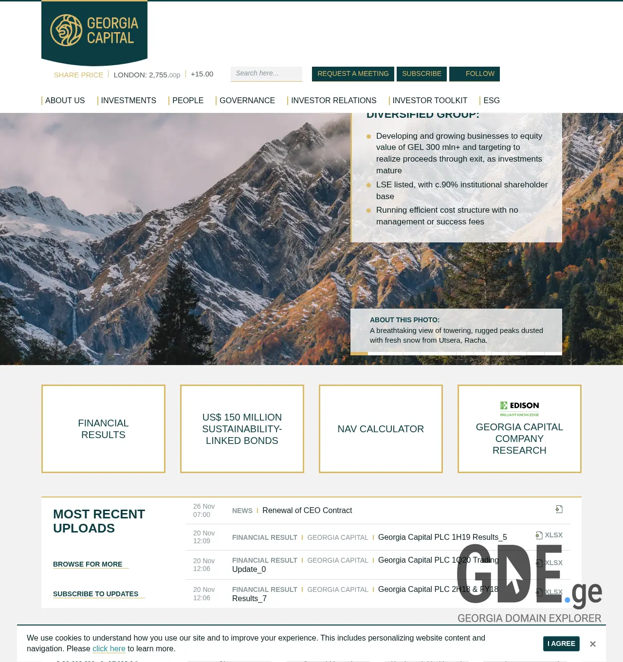 Screenshot of the site georgiacapital.ge at 2025-11-29