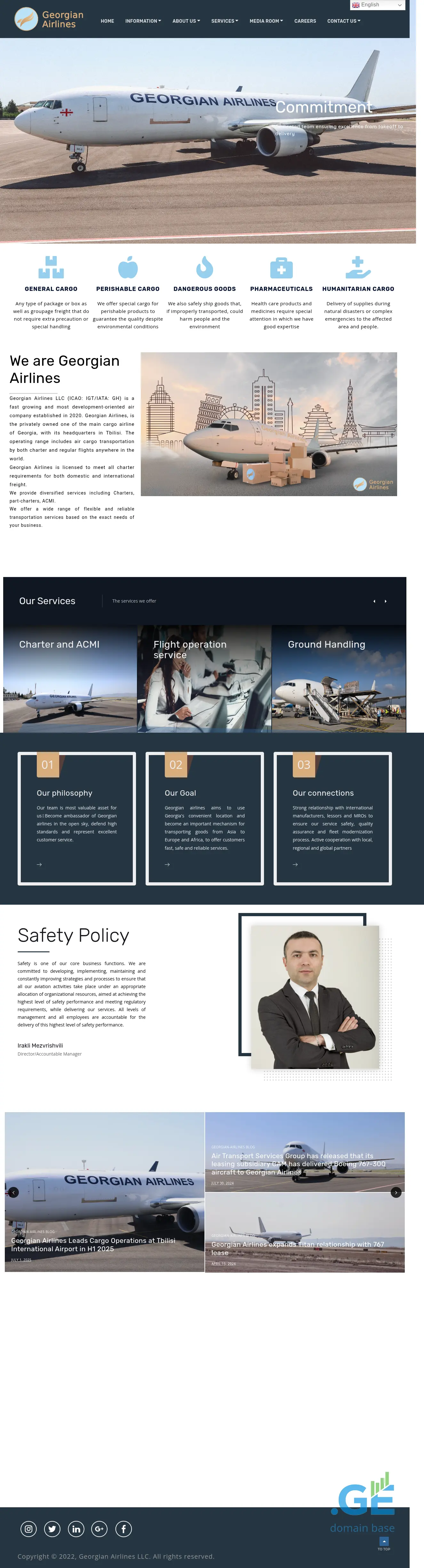 Screenshot of the site georgian-airlines.ge