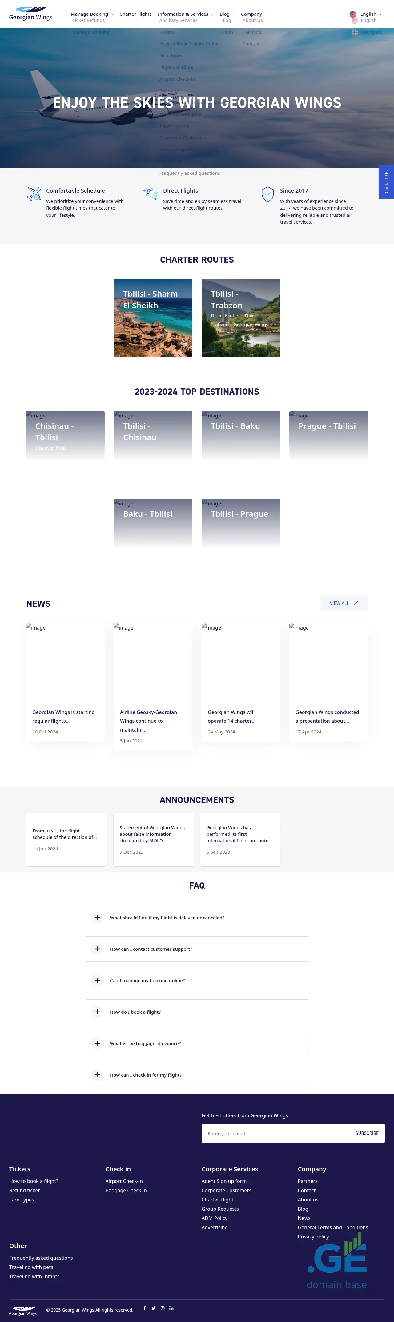 Screenshot of the site georgianwings.ge