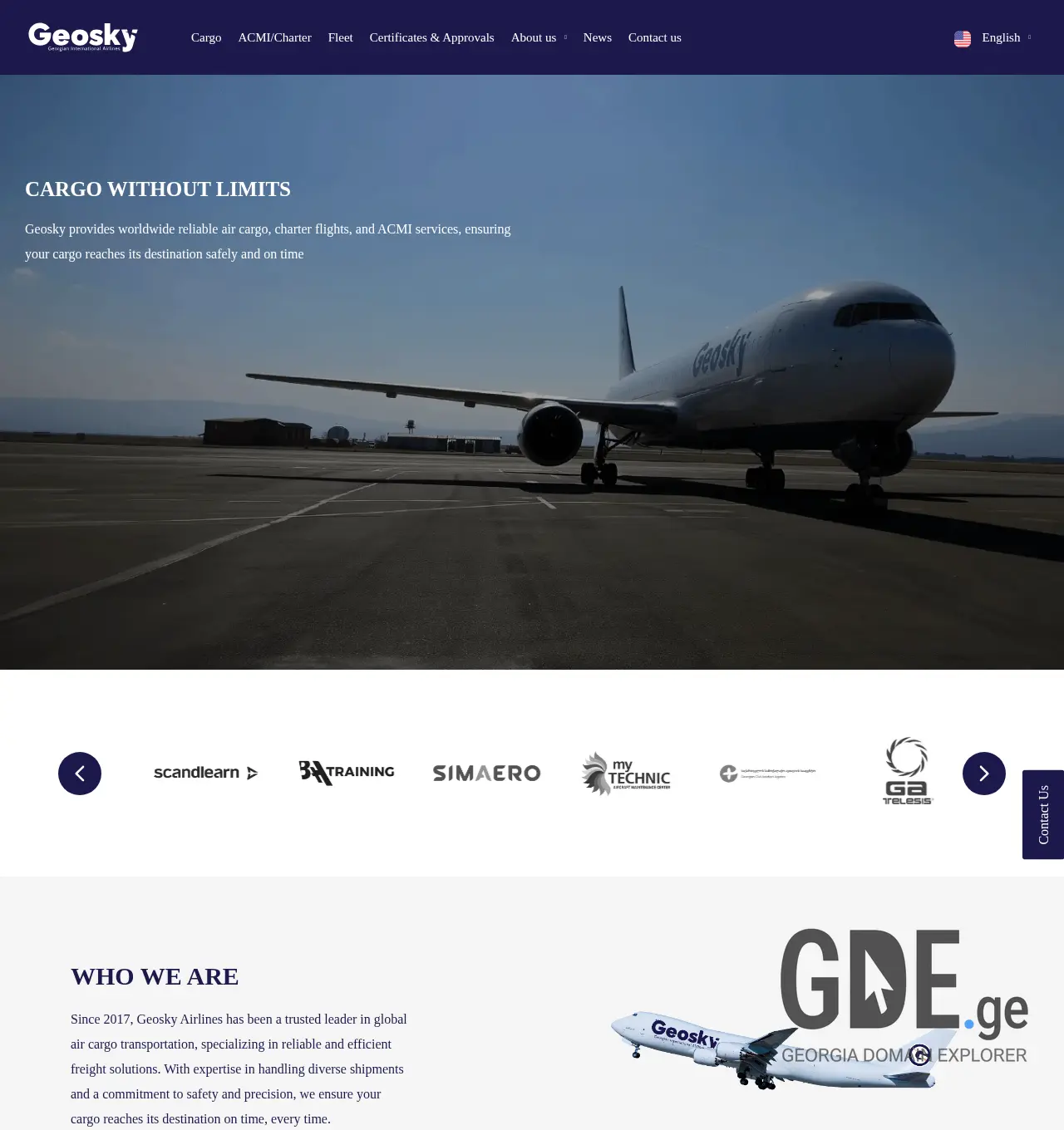 Screenshot of the site geosky.ge at 2025-12-02