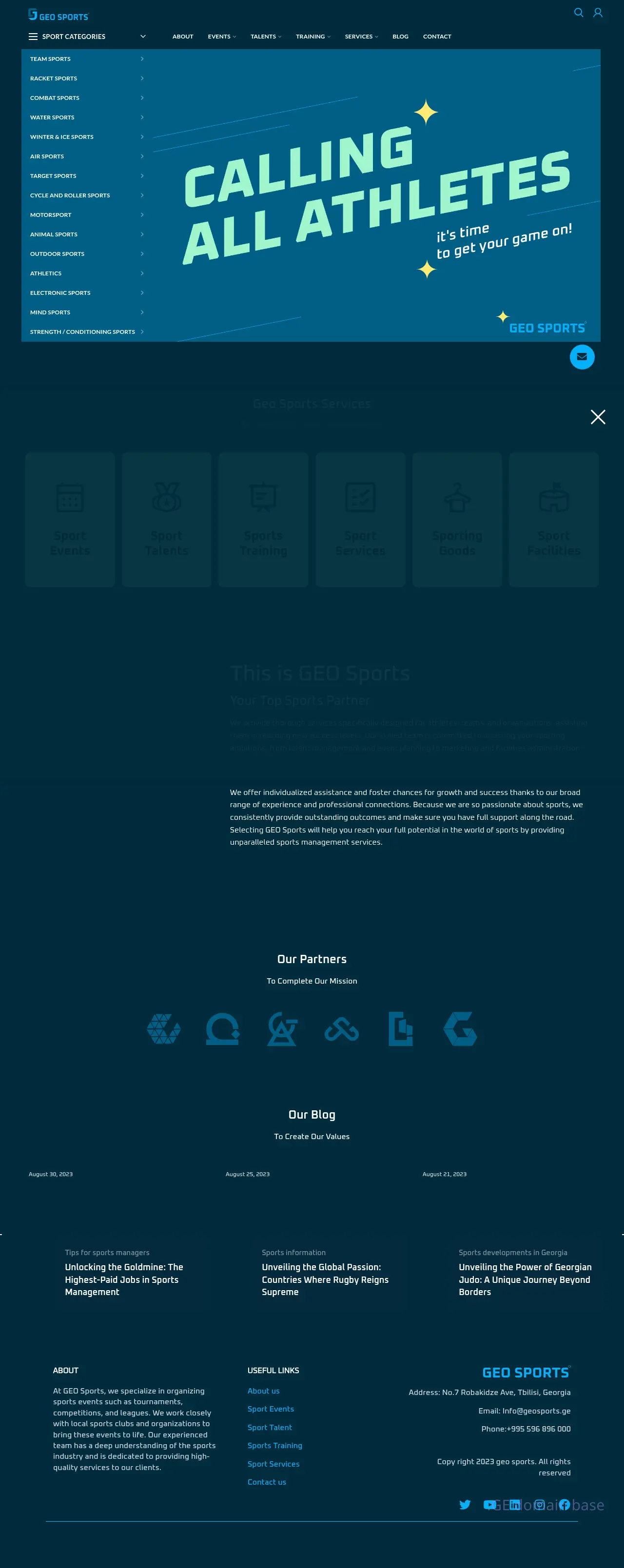Screenshot of the site geosports.ge at 2025-09-05