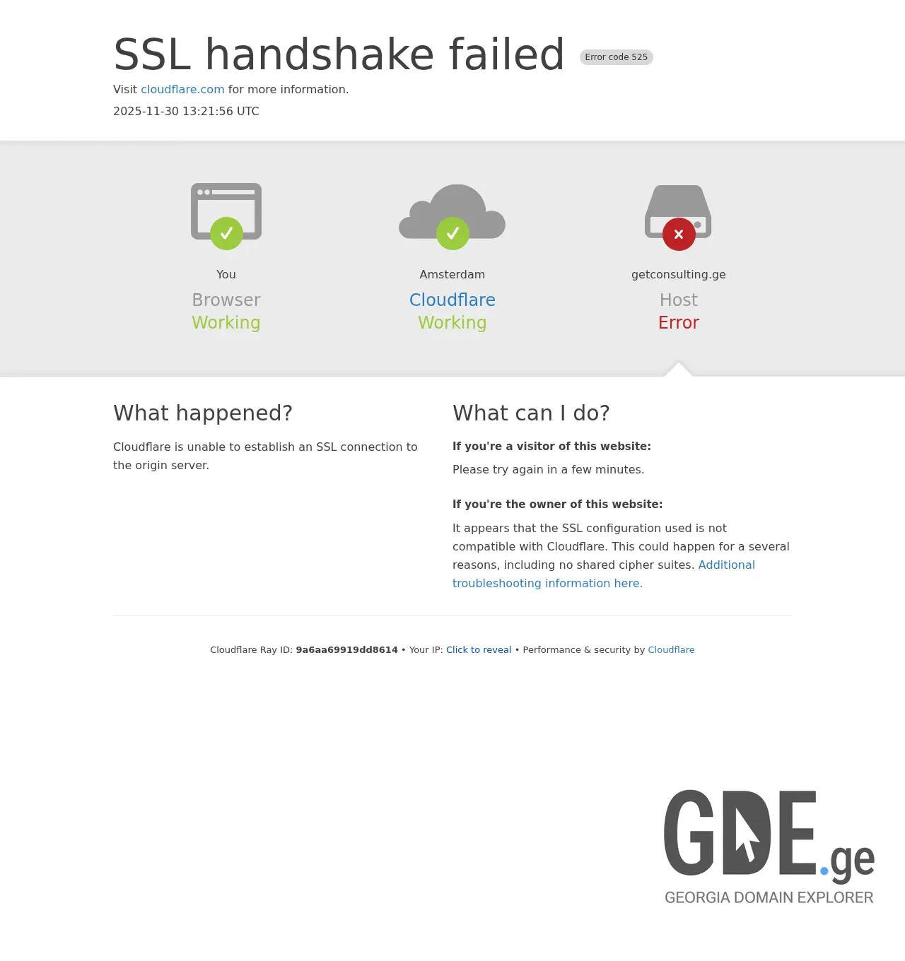 Screenshot of the site getconsulting.ge at 2025-11-30