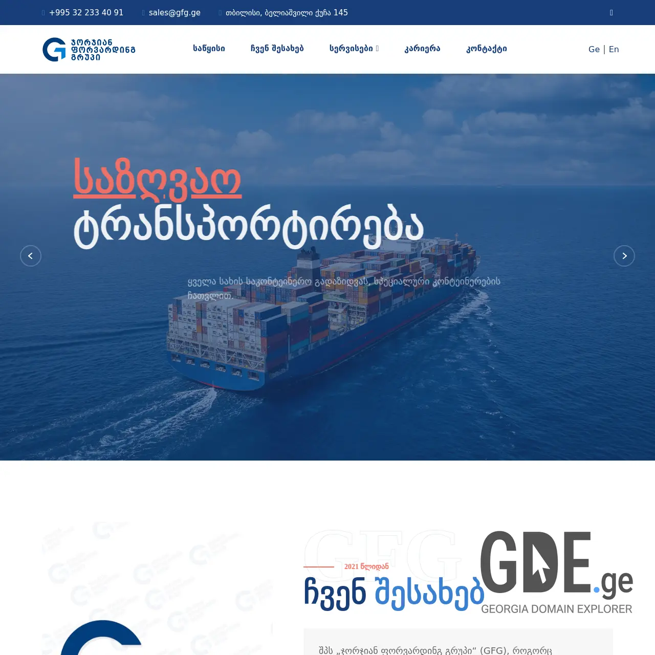 Screenshot of the site gfg.ge at 2025-12-10