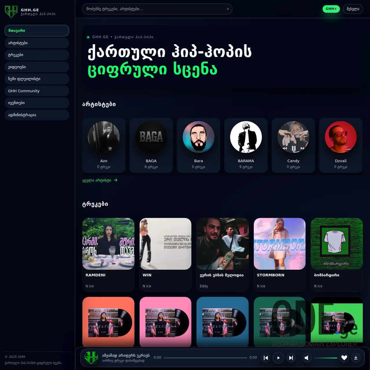 Screenshot of the site ghh.ge at 2025-12-15