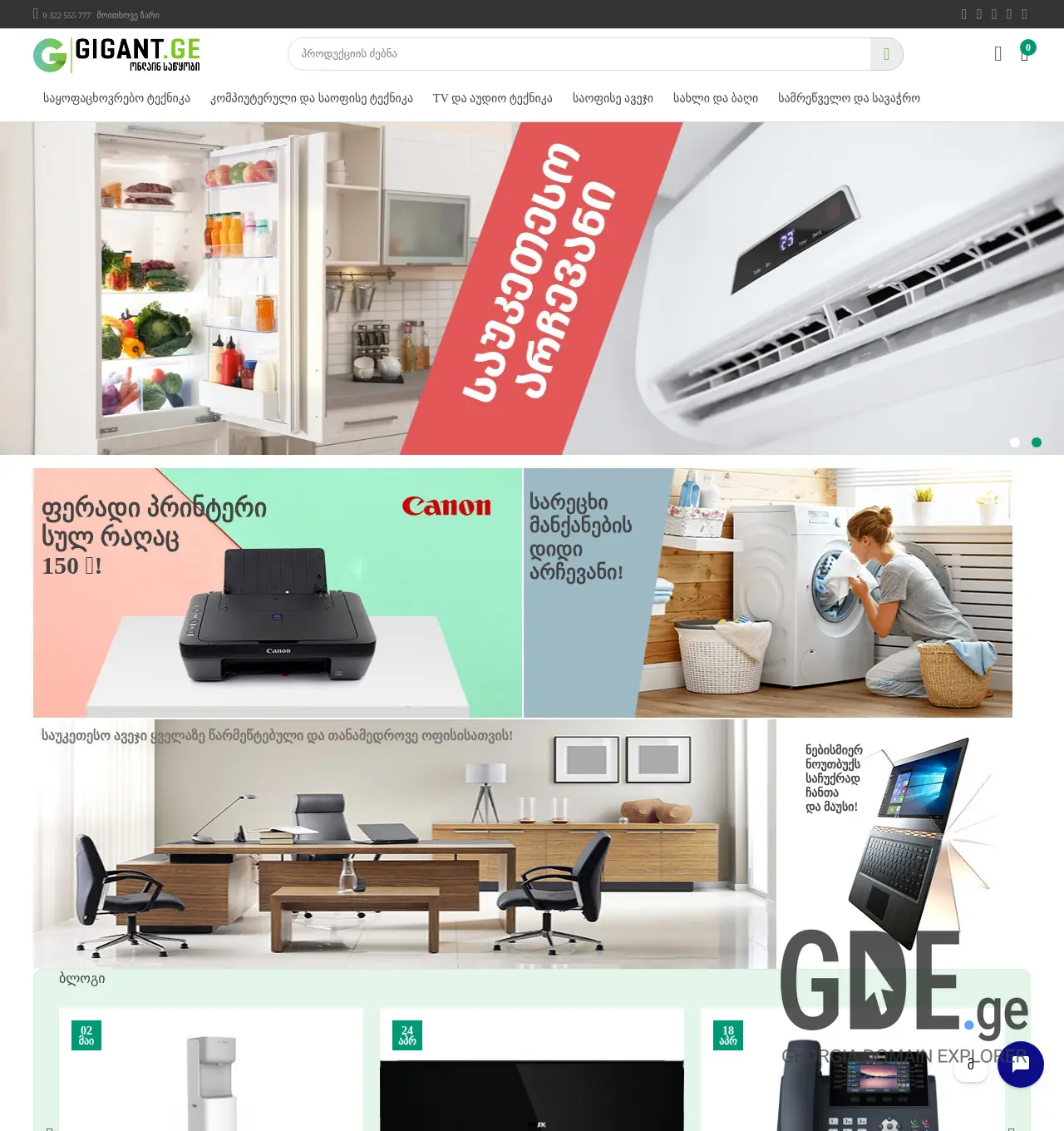 Screenshot of the site gigant.ge at 2025-11-29
