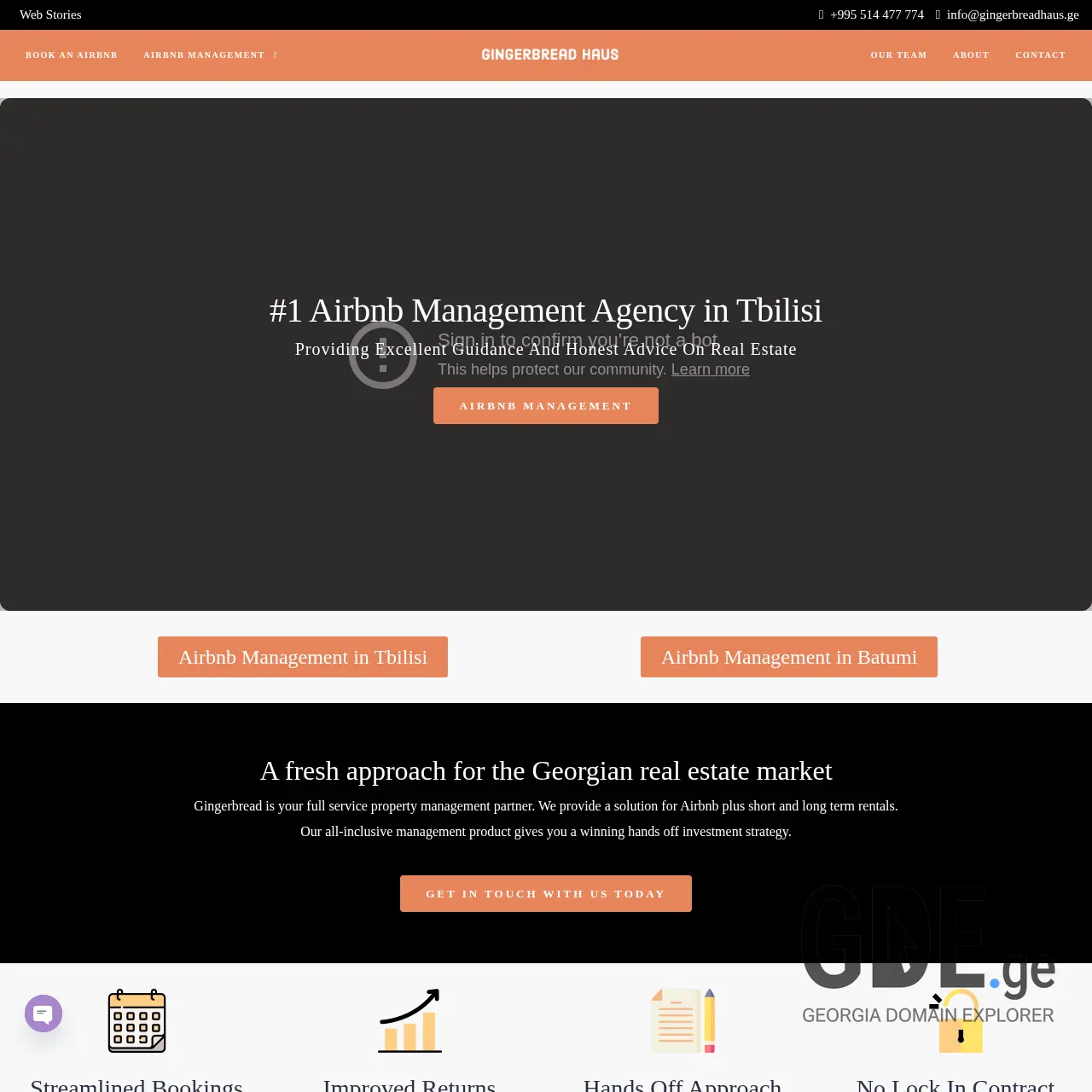 Screenshot of the site gingerbreadhaus.ge at 2025-12-10