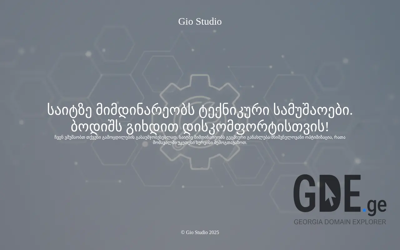 Screenshot of the site giostudio.ge at 2025-11-29