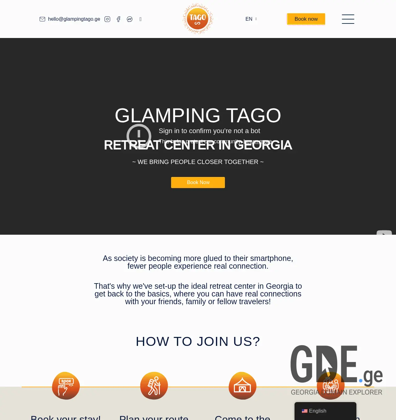 Screenshot of the site glampingtago.ge at 2025-11-30