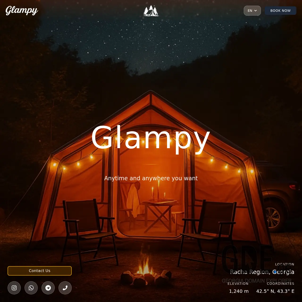Screenshot of the site glampy.ge at 2025-12-10