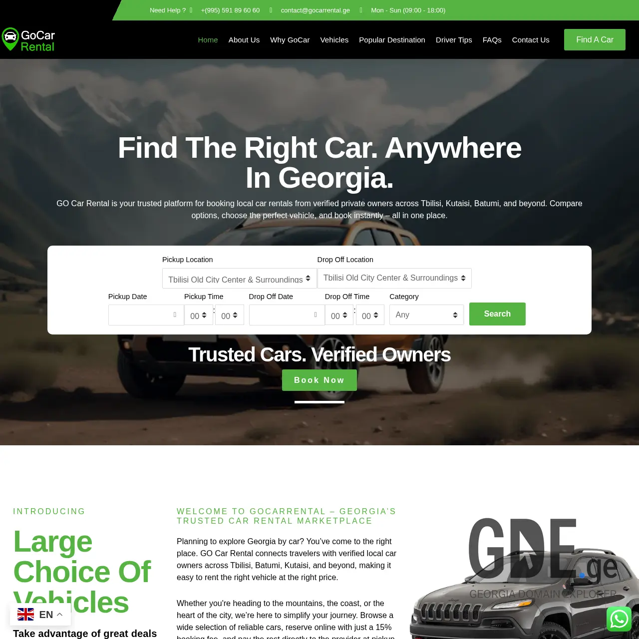 Screenshot of the site gocarrental.ge at 2025-12-09
