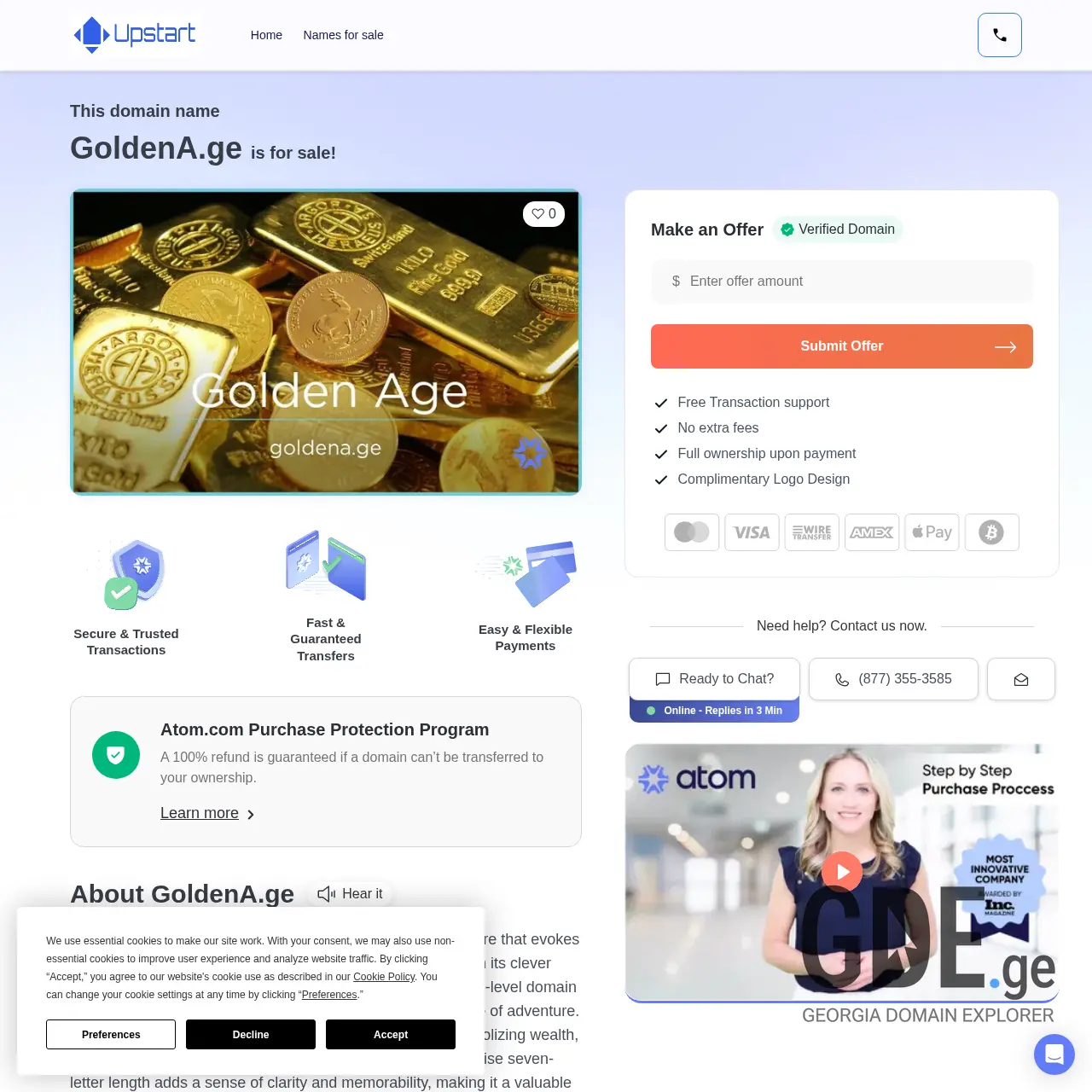 Screenshot of the site goldena.ge at 2025-12-09