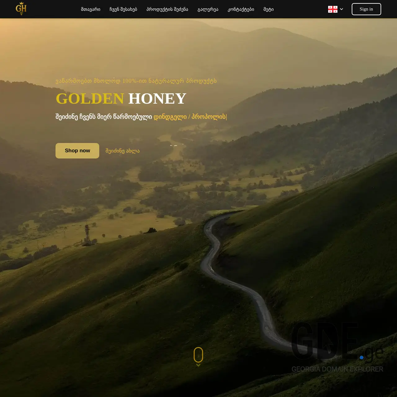 Screenshot of the site goldenhoney.ge at 2025-12-10