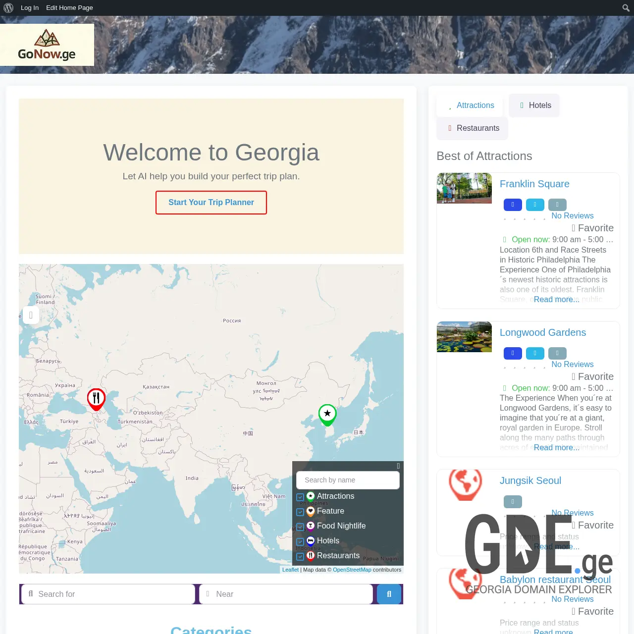 Screenshot of the site gonow.ge at 2025-12-10