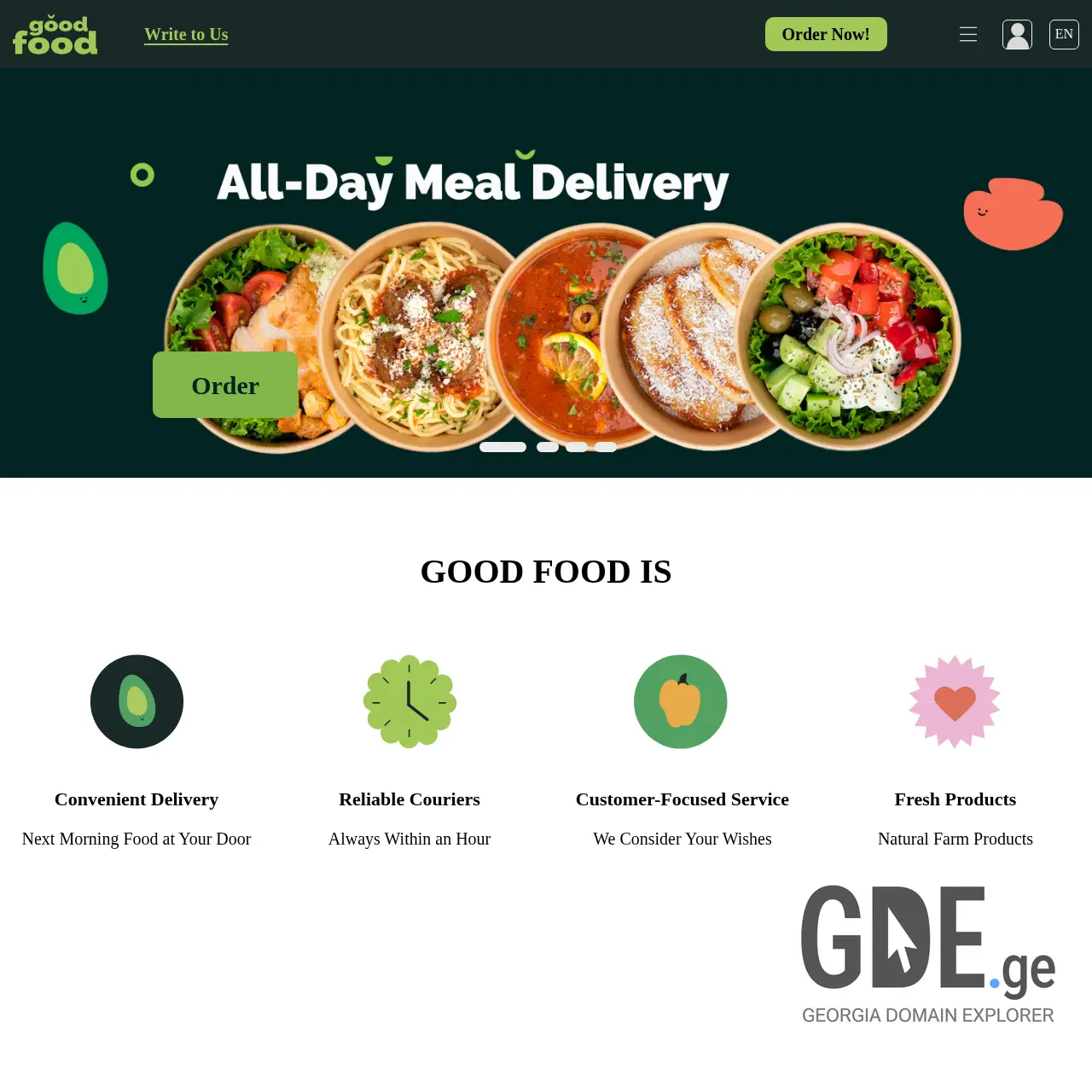 Screenshot of the site good-food.ge at 2025-12-09