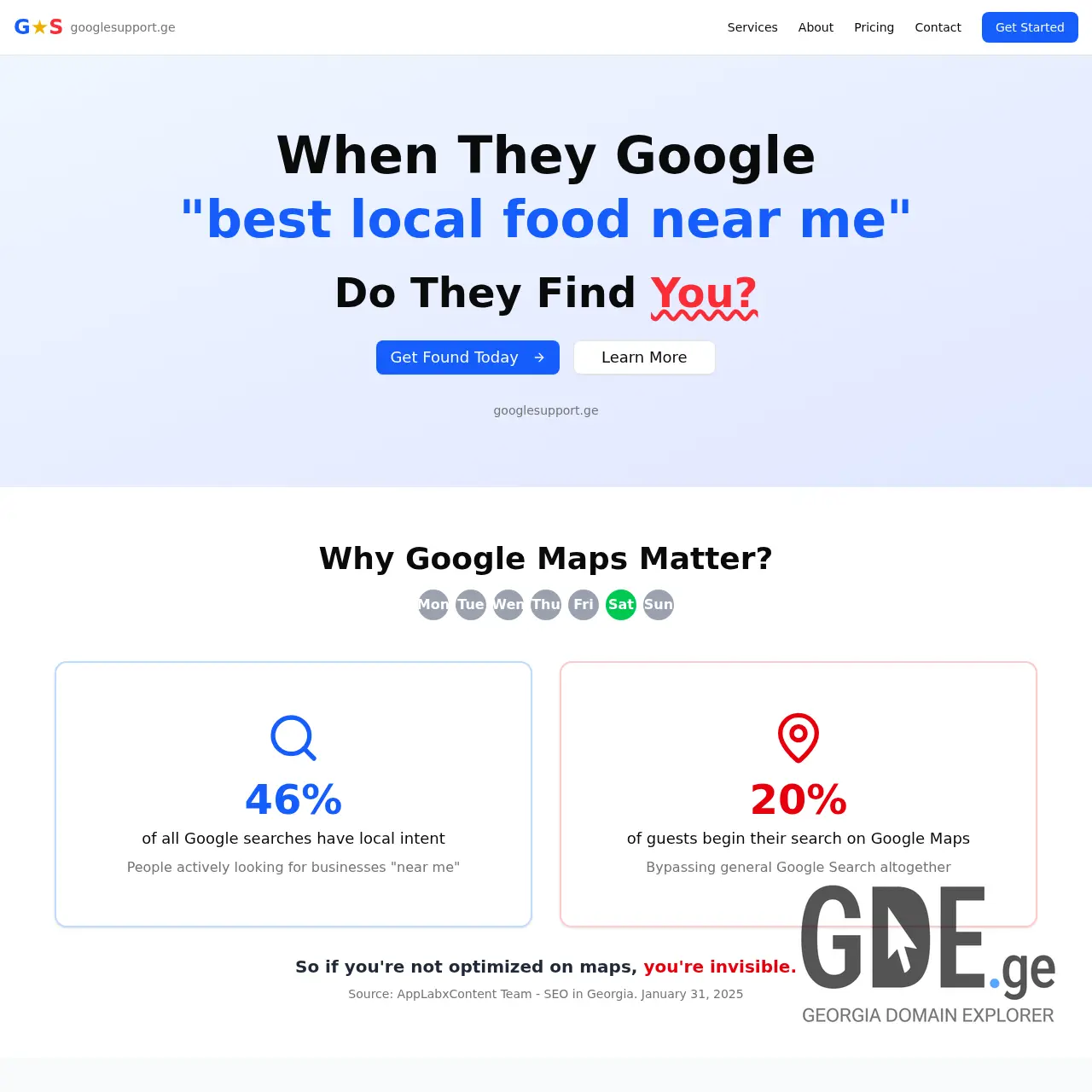 Screenshot of the site googlesupport.ge at 2025-12-10