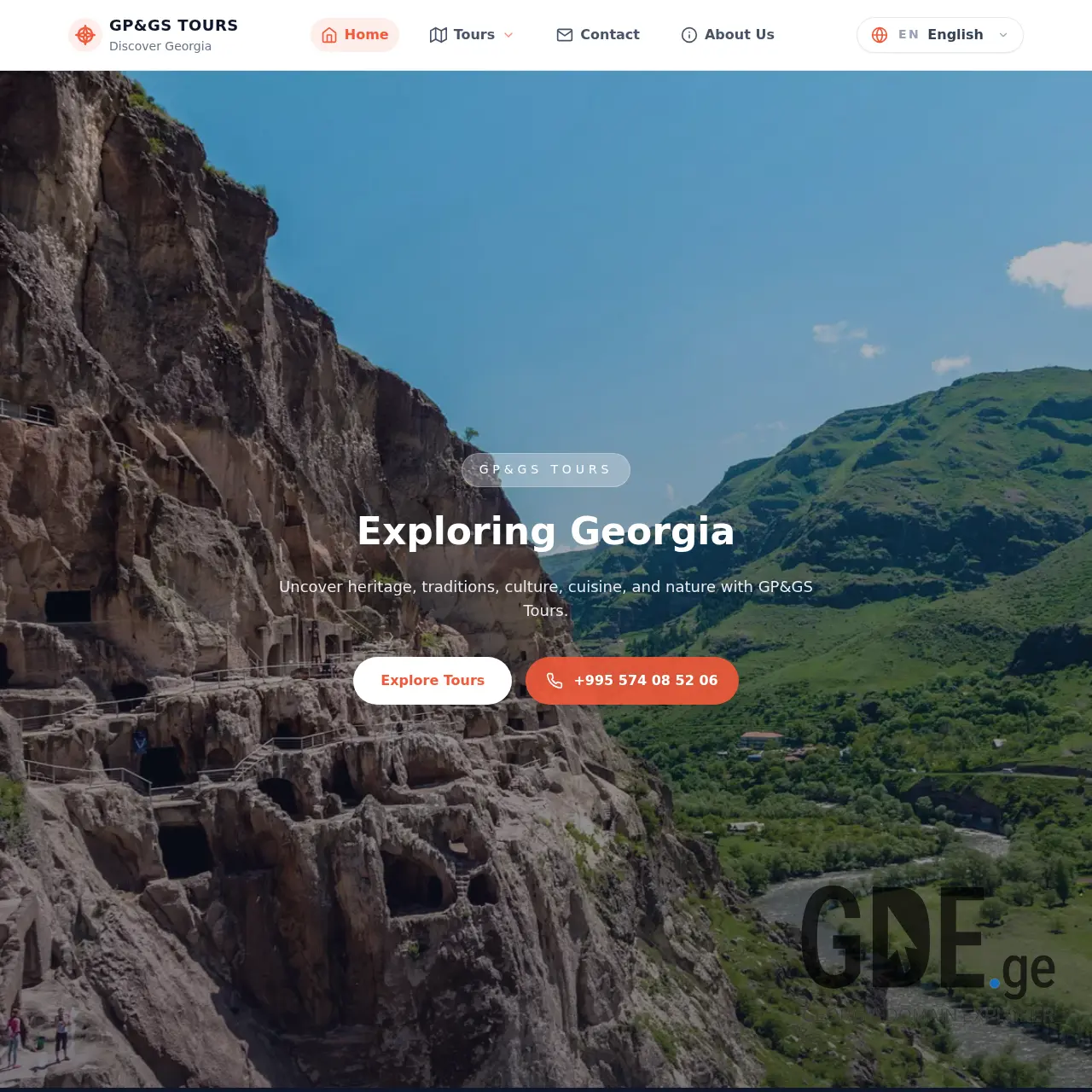 Screenshot of the site gpgstours.ge at 2025-12-15