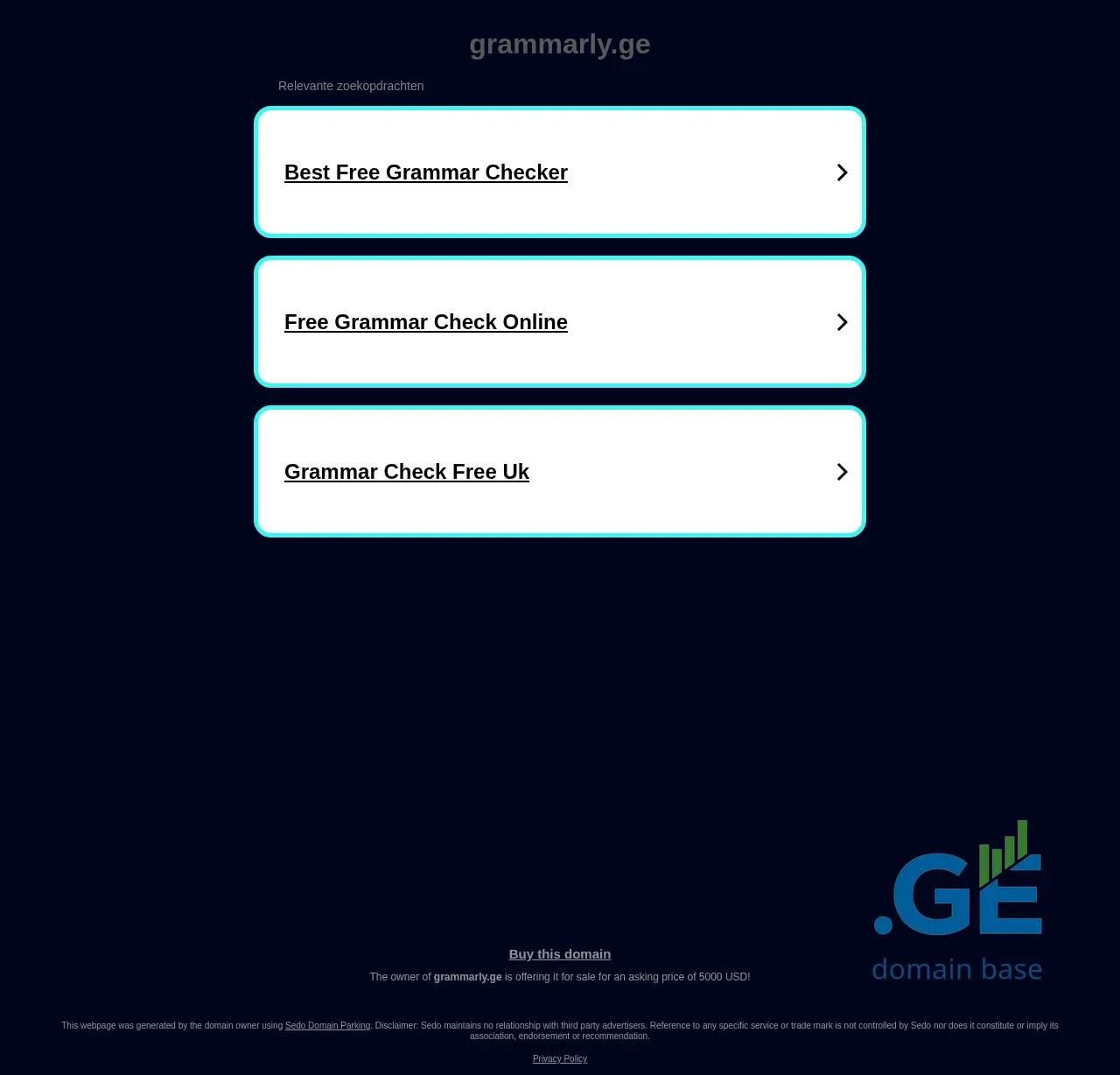 Screenshot of the site grammarly.ge