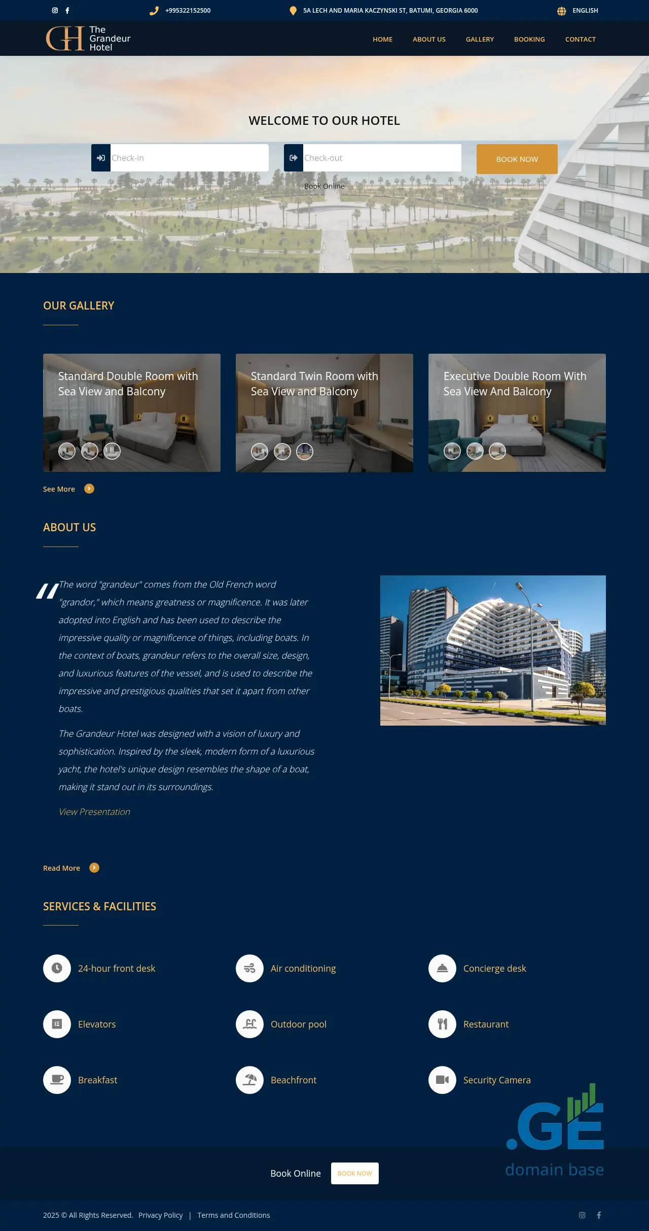 Screenshot of the site grandeurhotel.ge at 2025-10-07