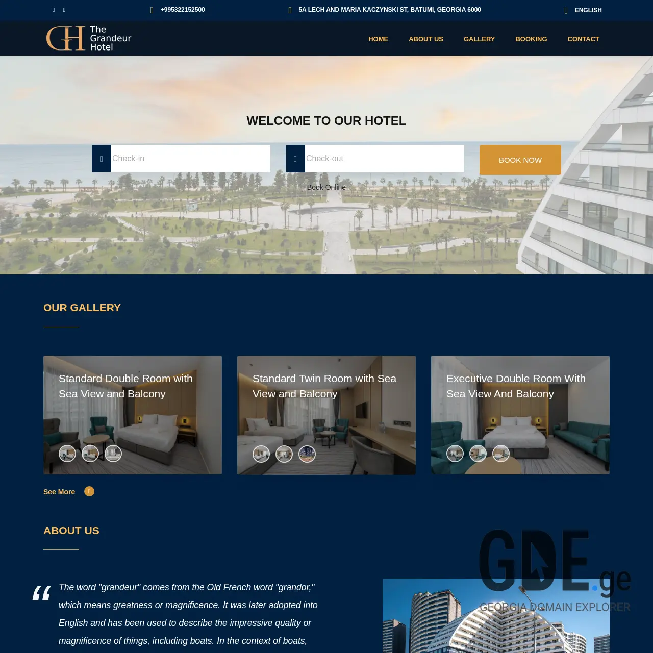 Screenshot of the site grandeurhotel.ge at 2025-12-09