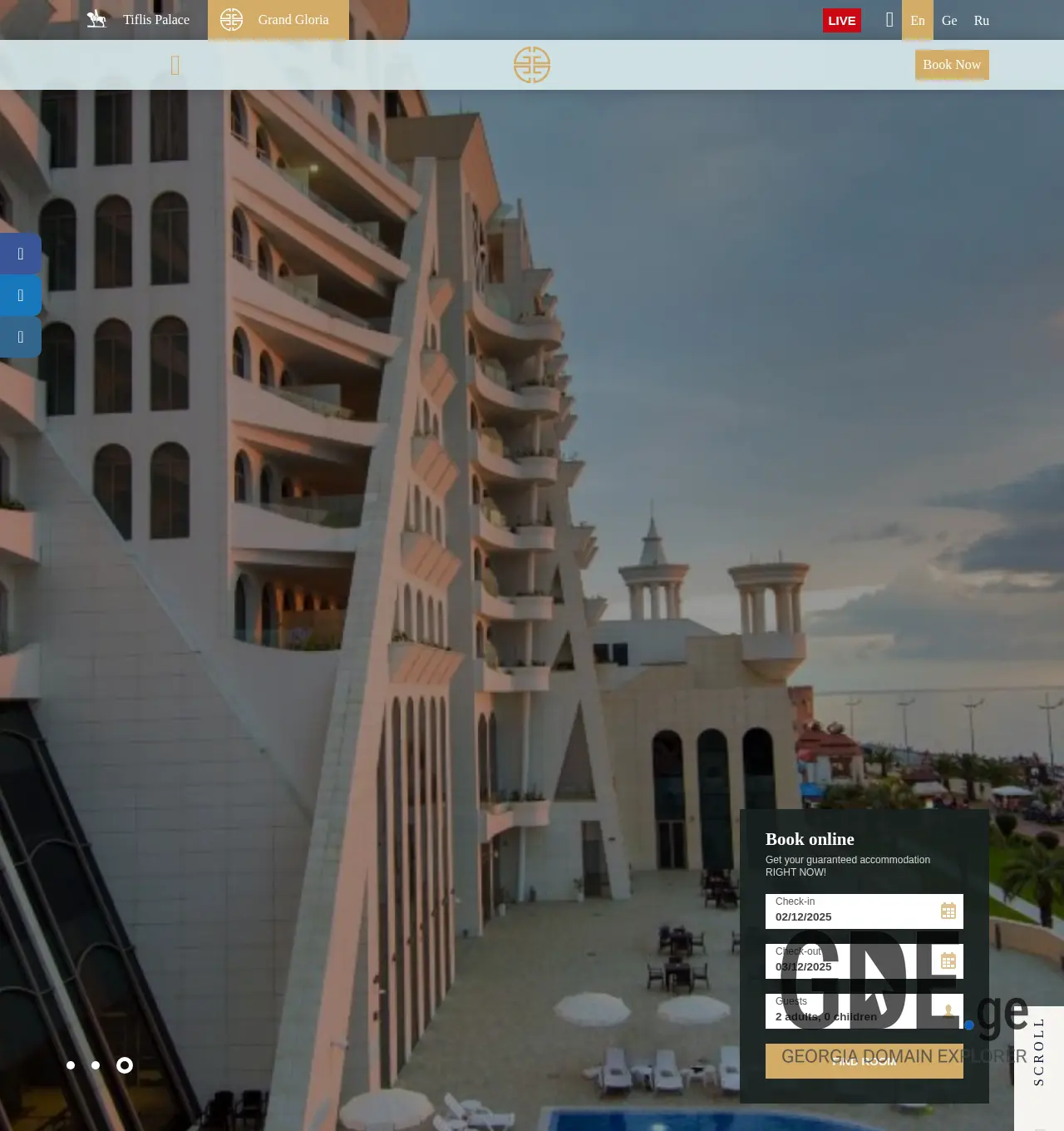 Screenshot of the site grandgloria.ge at 2025-12-02