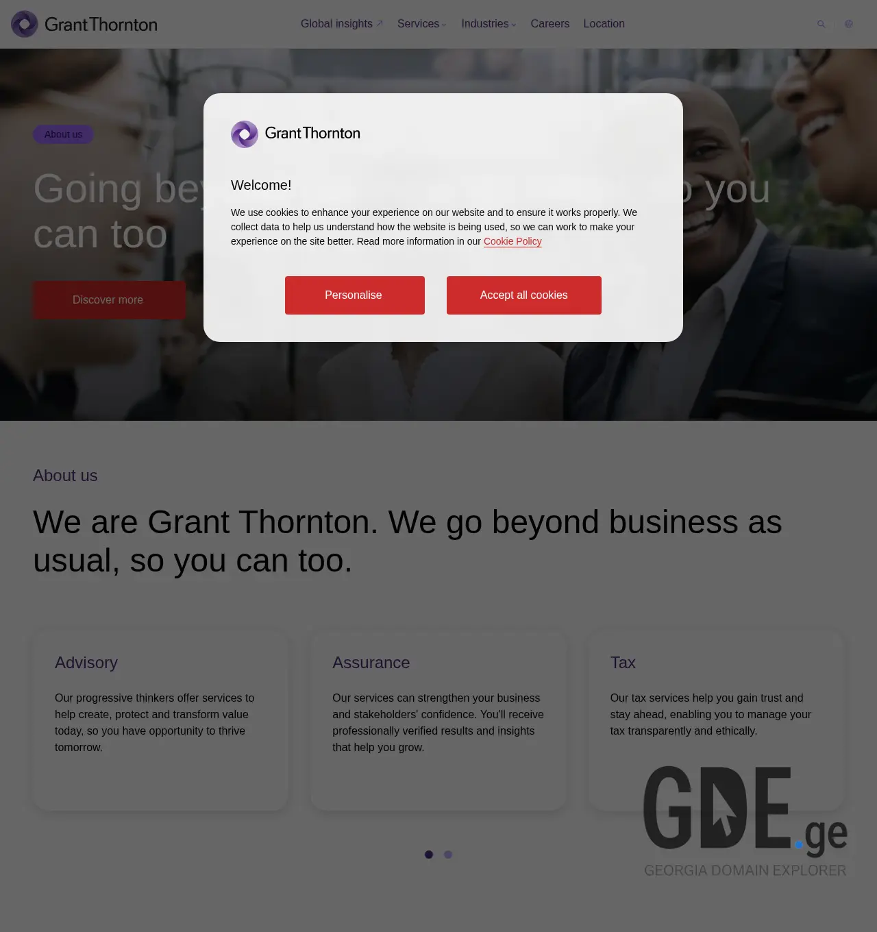 Screenshot of the site grantthornton.ge at 2025-12-02