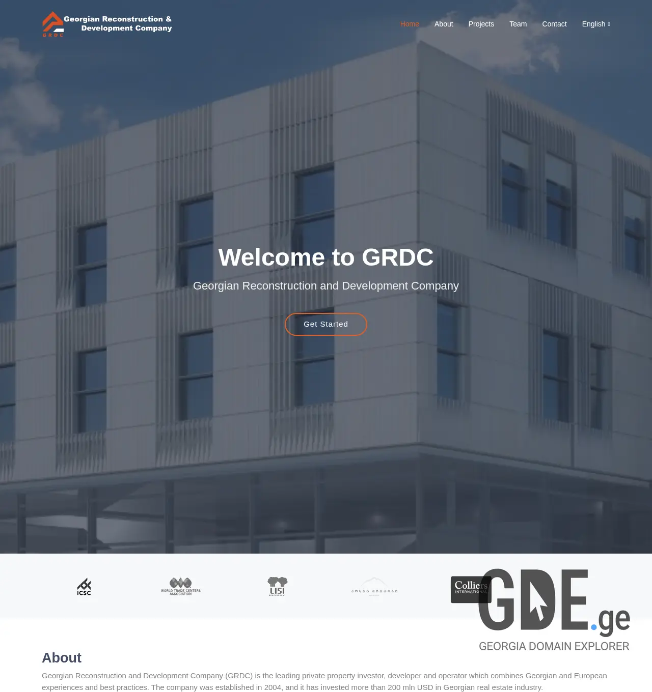 Screenshot of the site grdc.ge at 2025-11-29