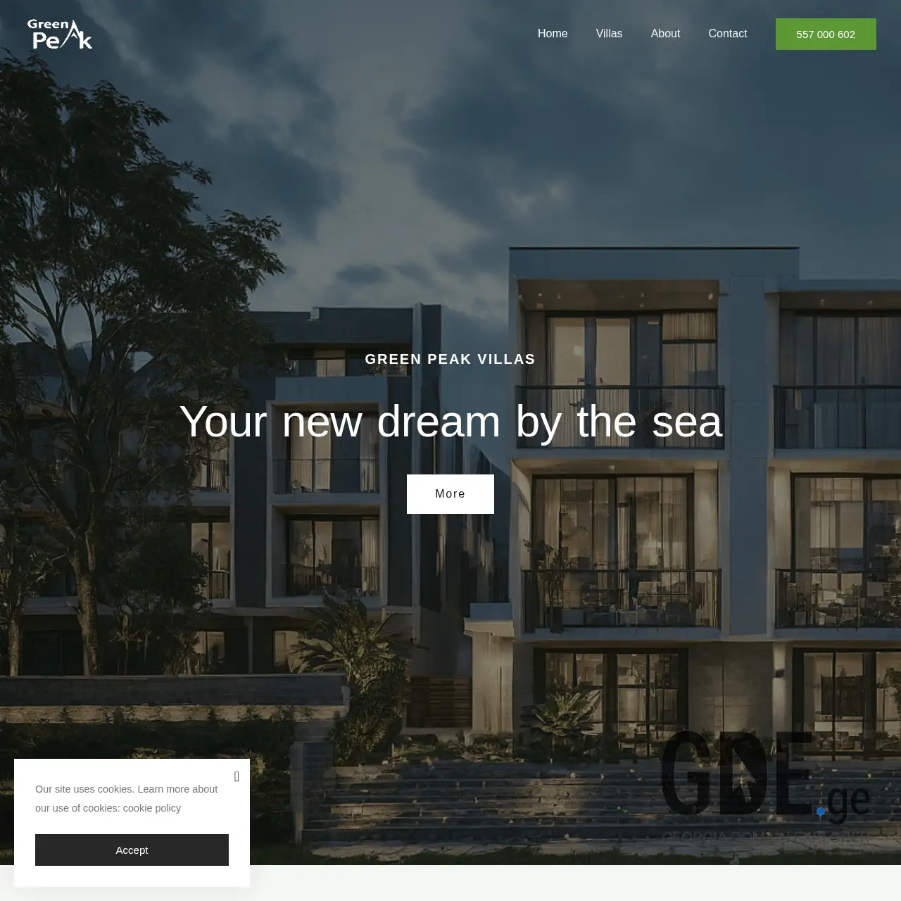 Screenshot of the site greenpeakvillas.ge at 2025-12-15
