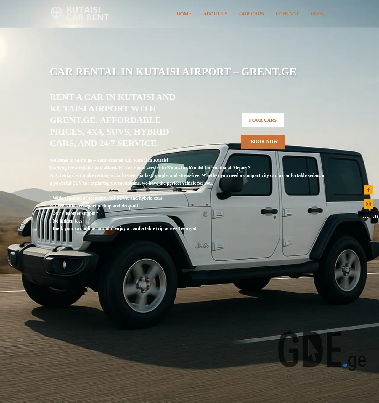 Screenshot of the site grent.ge at 2025-11-30