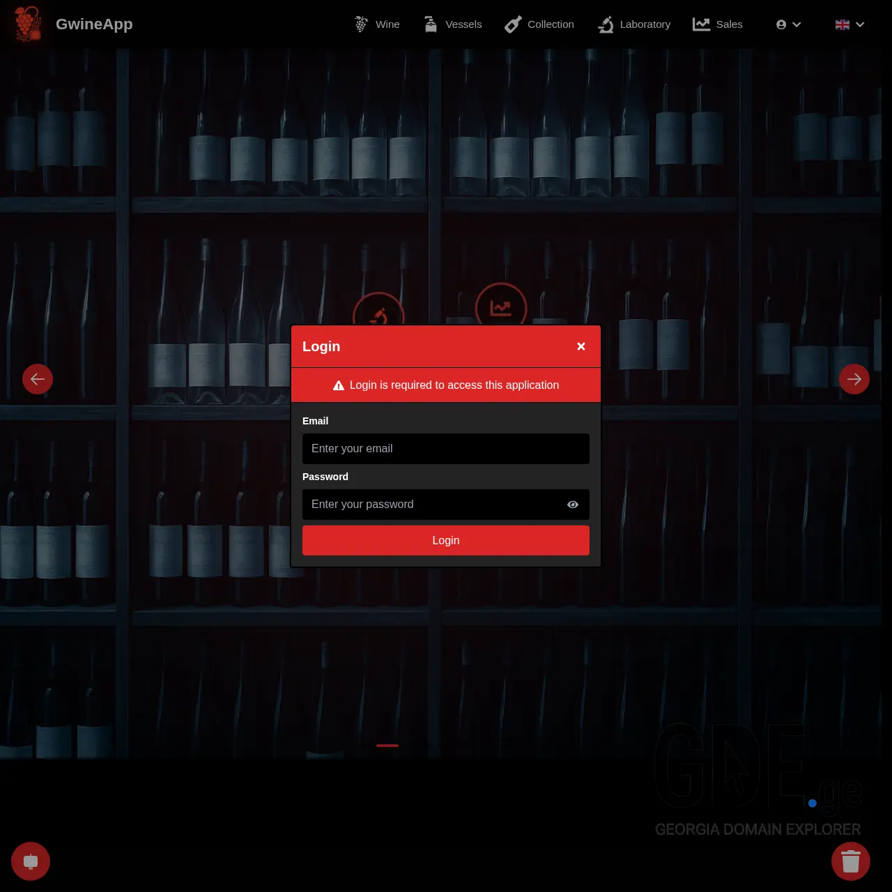 Screenshot of the site gwineapp.ge at 2025-12-15