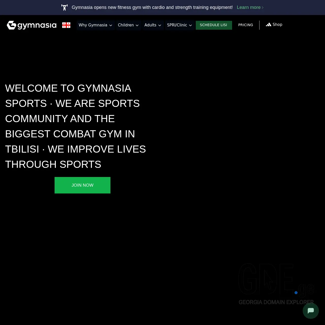 Screenshot of the site gymnasia.ge at 2025-12-10