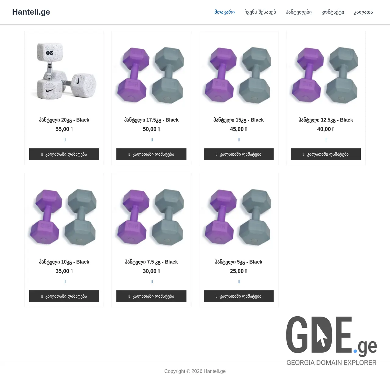 Screenshot of the site hanteli.ge at 2026-02-18