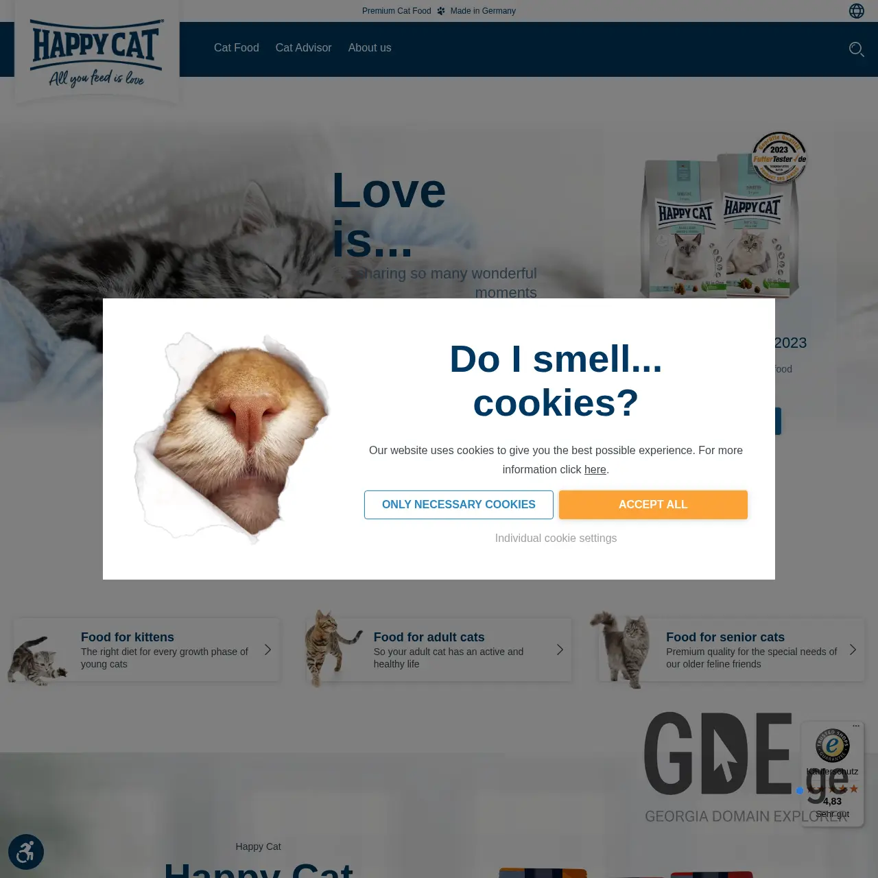 Screenshot of the site happycat.ge at 2025-12-10