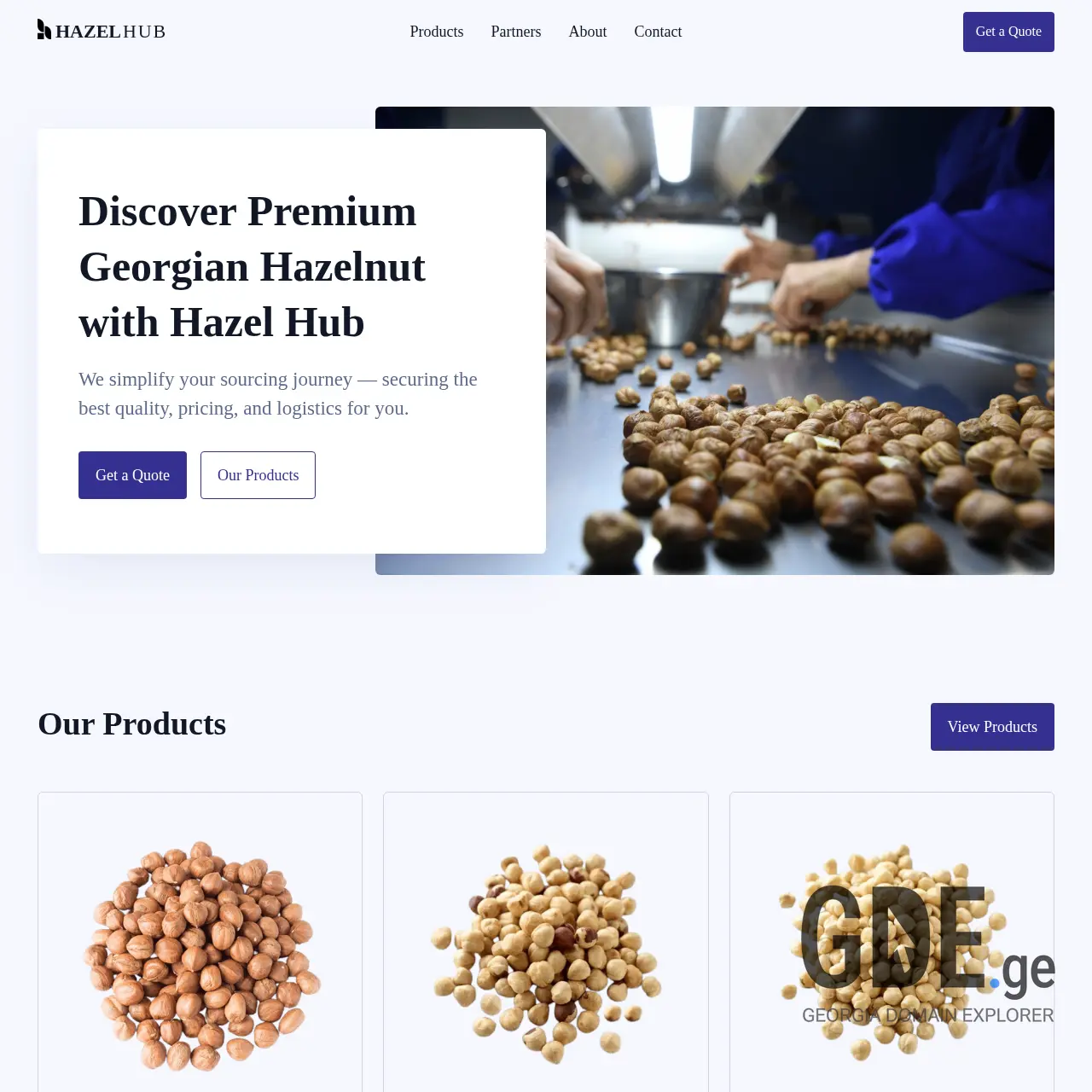 Screenshot of the site hazelhub.ge at 2025-12-10