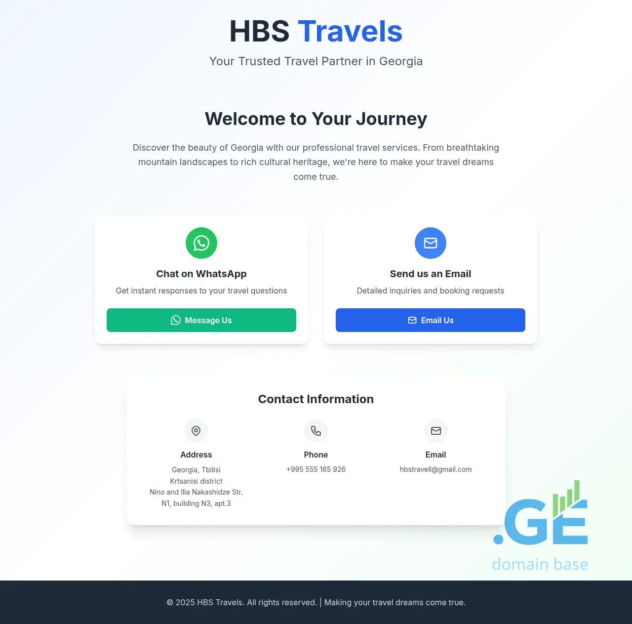 Screenshot of the site hbstravel.ge