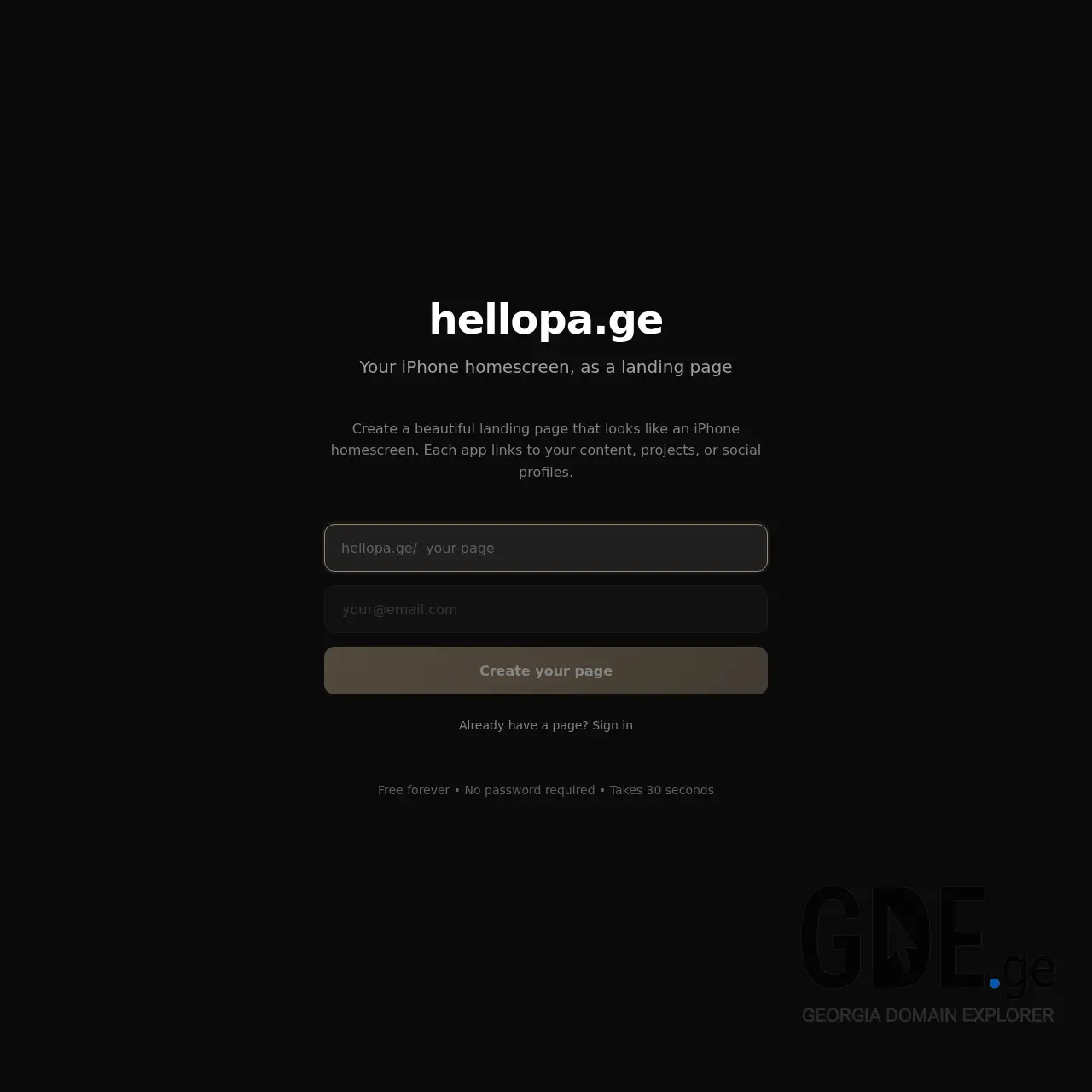 Screenshot of the site hellopa.ge at 2025-12-12