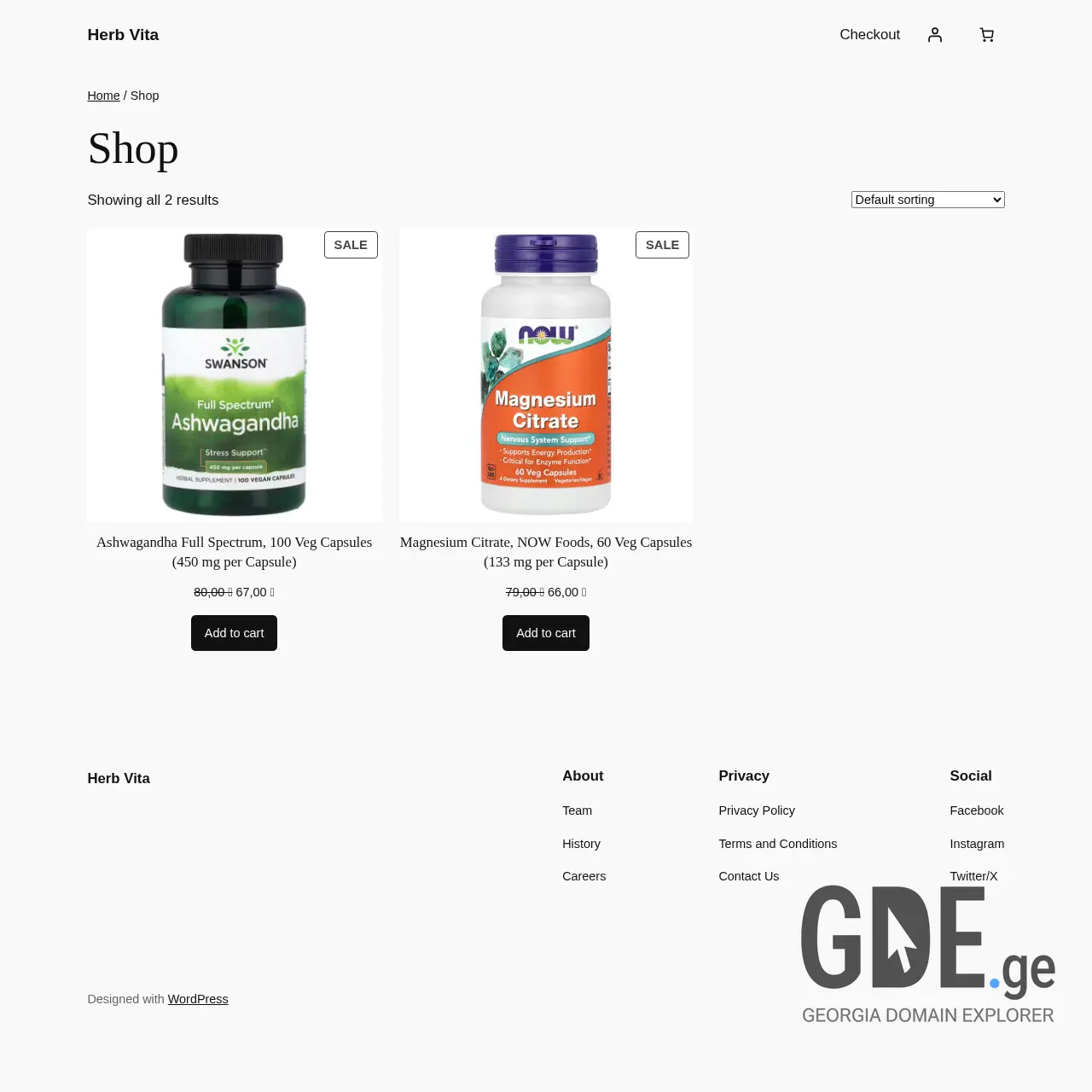 Screenshot of the site herbvita.ge at 2025-12-10