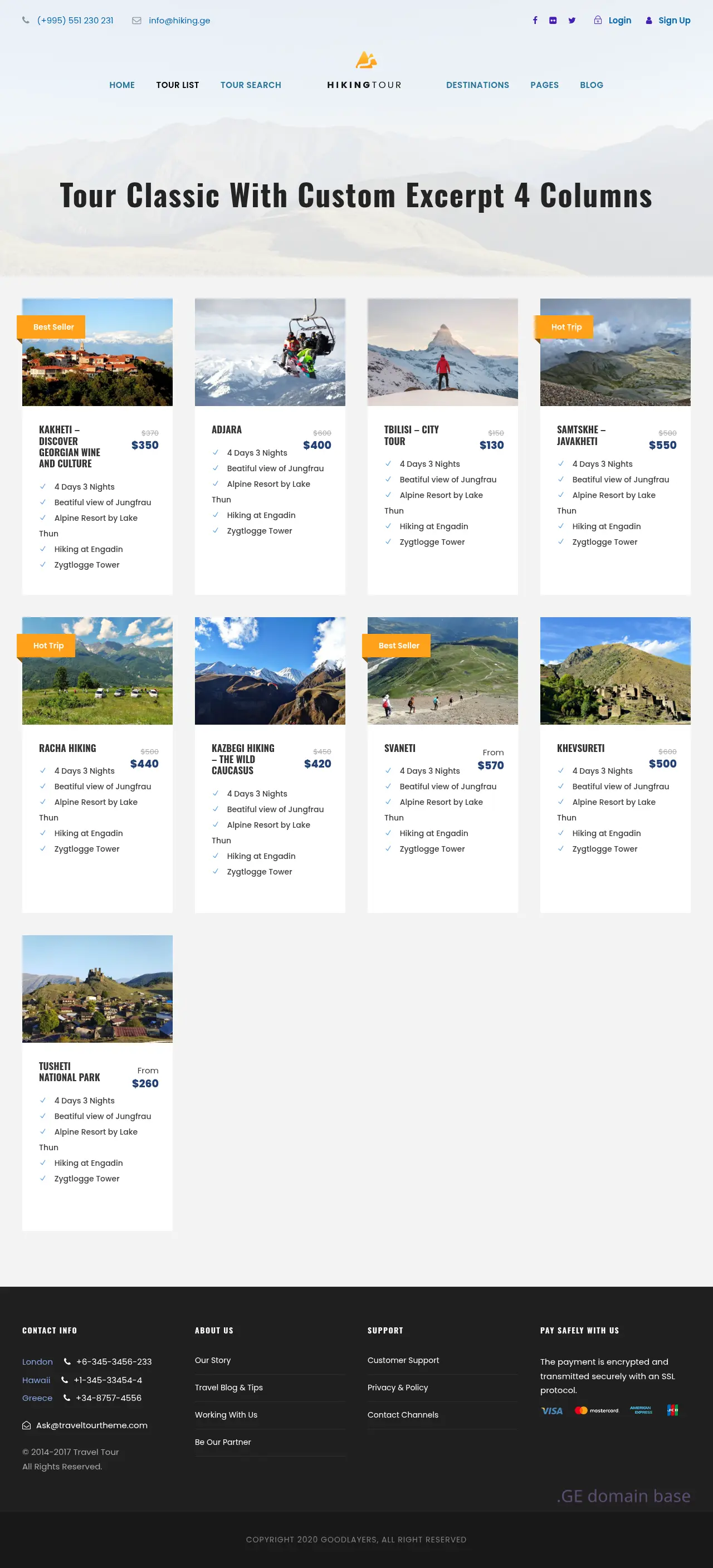 Screenshot of the site hiking.ge