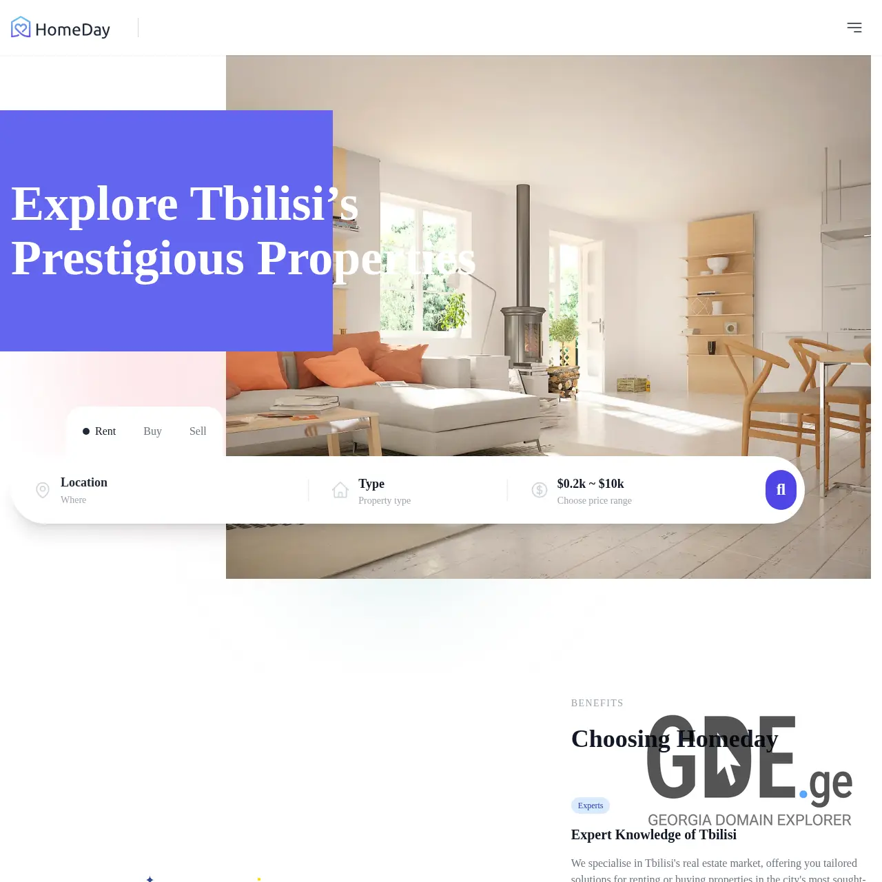 Screenshot of the site homeday.ge at 2025-12-10