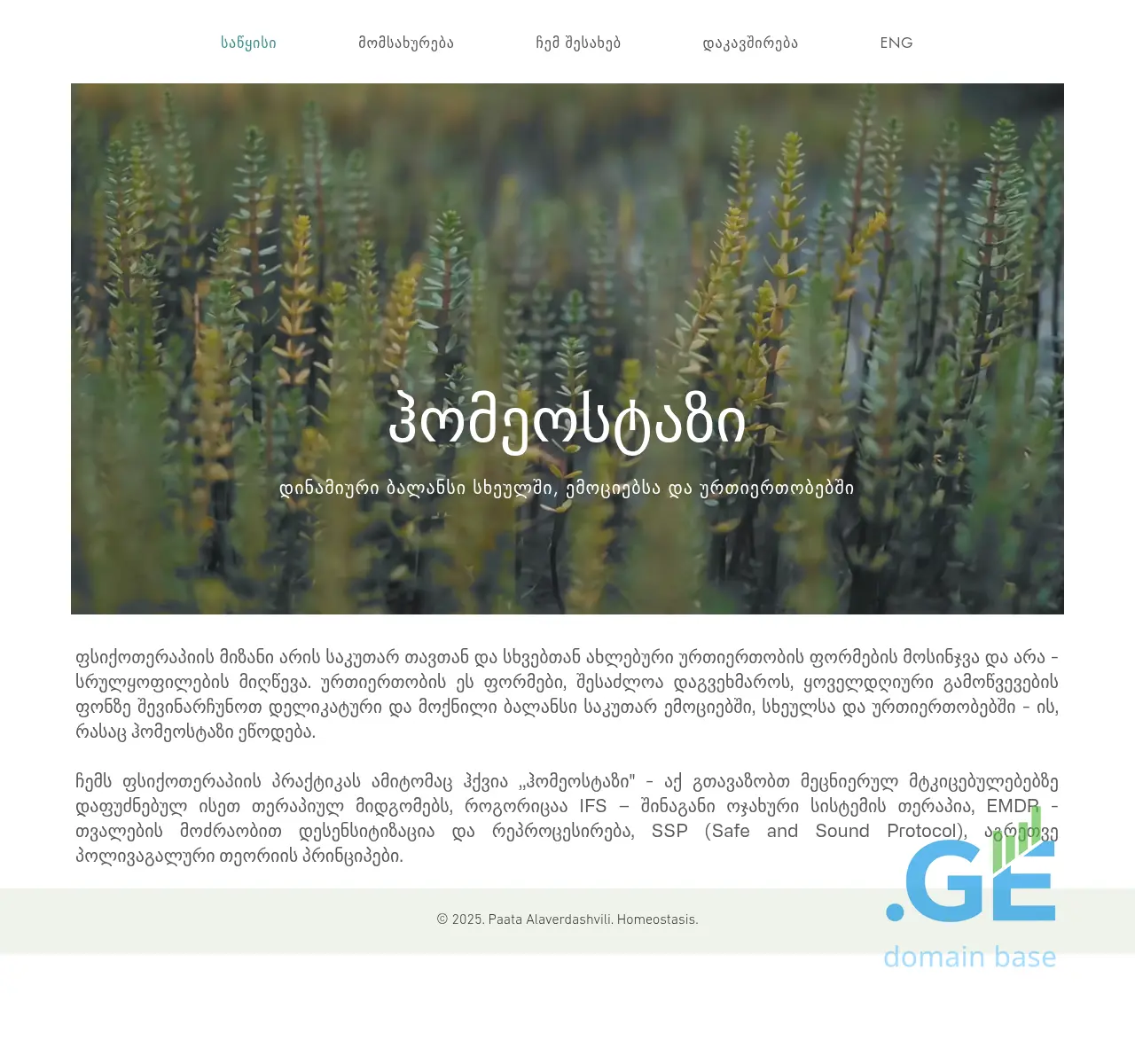 Screenshot of the site homeostasis.ge at 2025-11-19