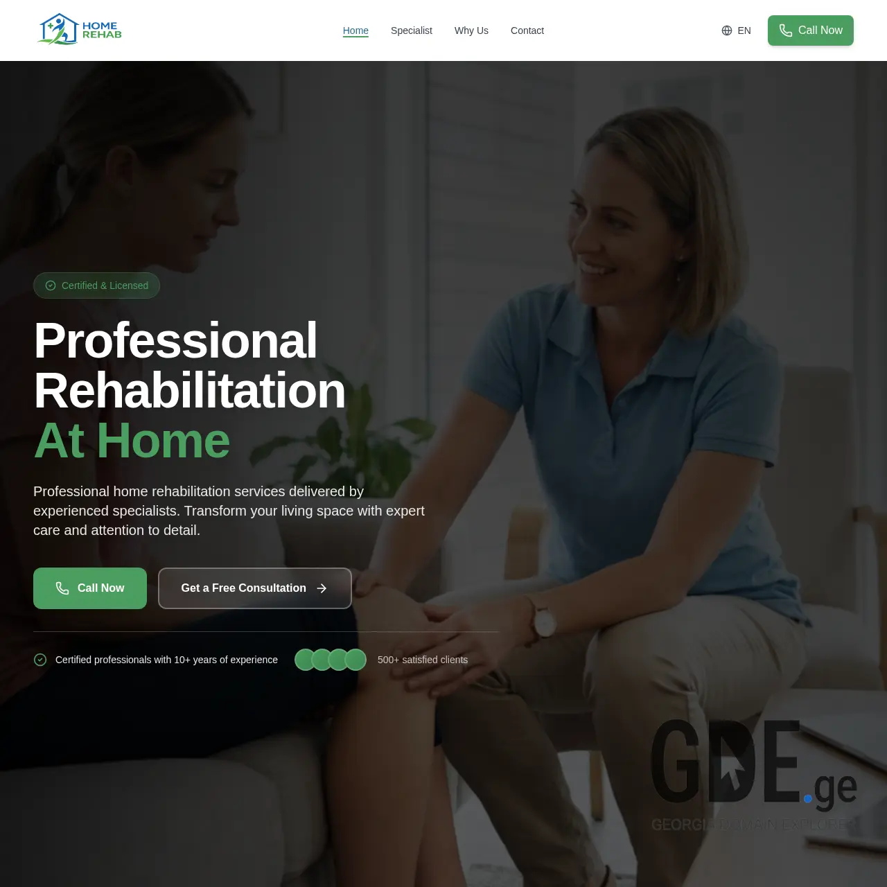 Screenshot of the site homerehab.ge at 2026-01-10