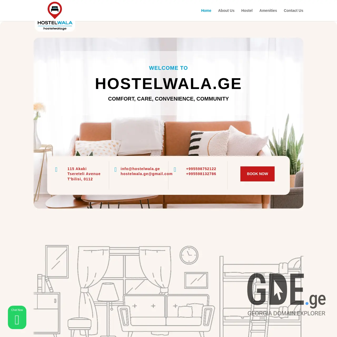 Screenshot of the site hostelwala.ge at 2025-12-09