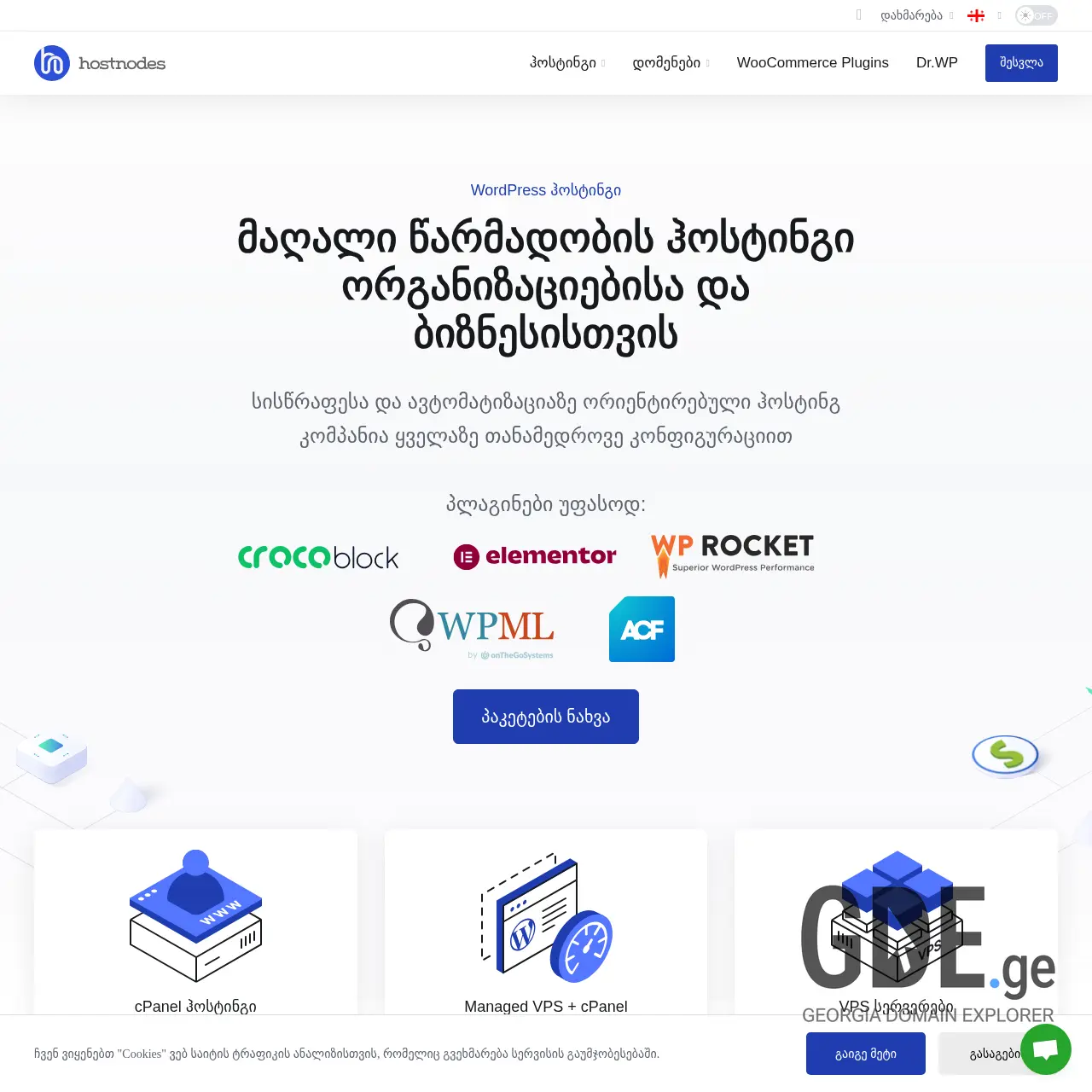 Screenshot of the site hostnode.ge at 2025-12-10