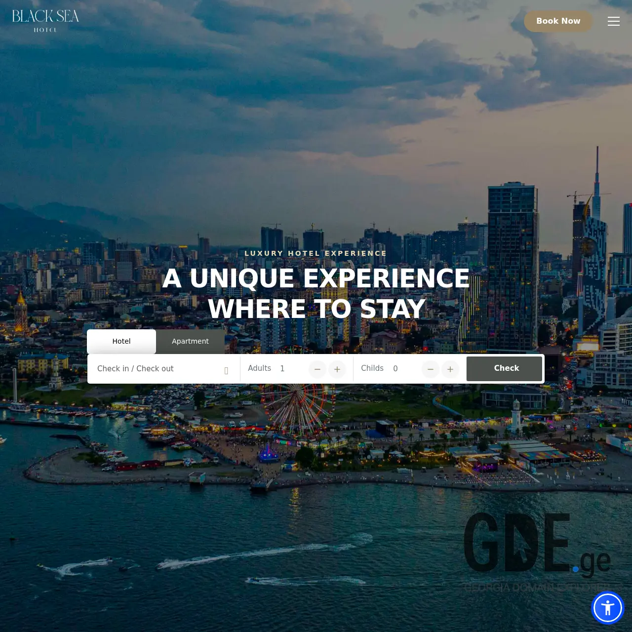 Screenshot of the site hotelblacksea.ge at 2025-12-15