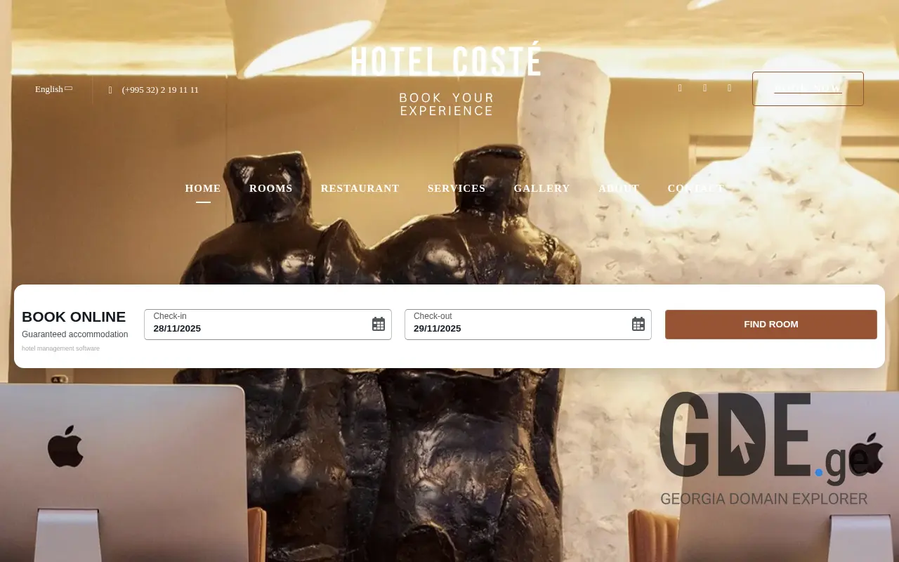 Screenshot of the site hotelcoste.ge at 2025-11-28