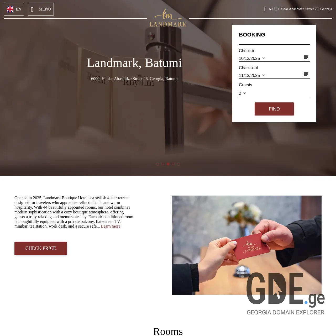 Screenshot of the site hotellandmark.ge at 2025-12-10