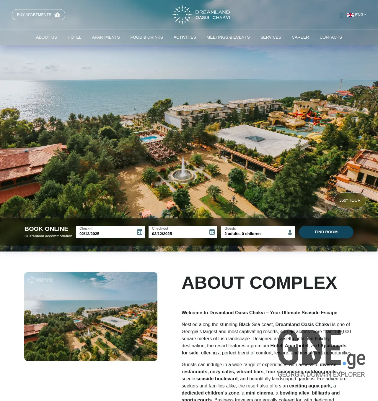 Screenshot of the site hoteloasis.ge at 2025-12-02