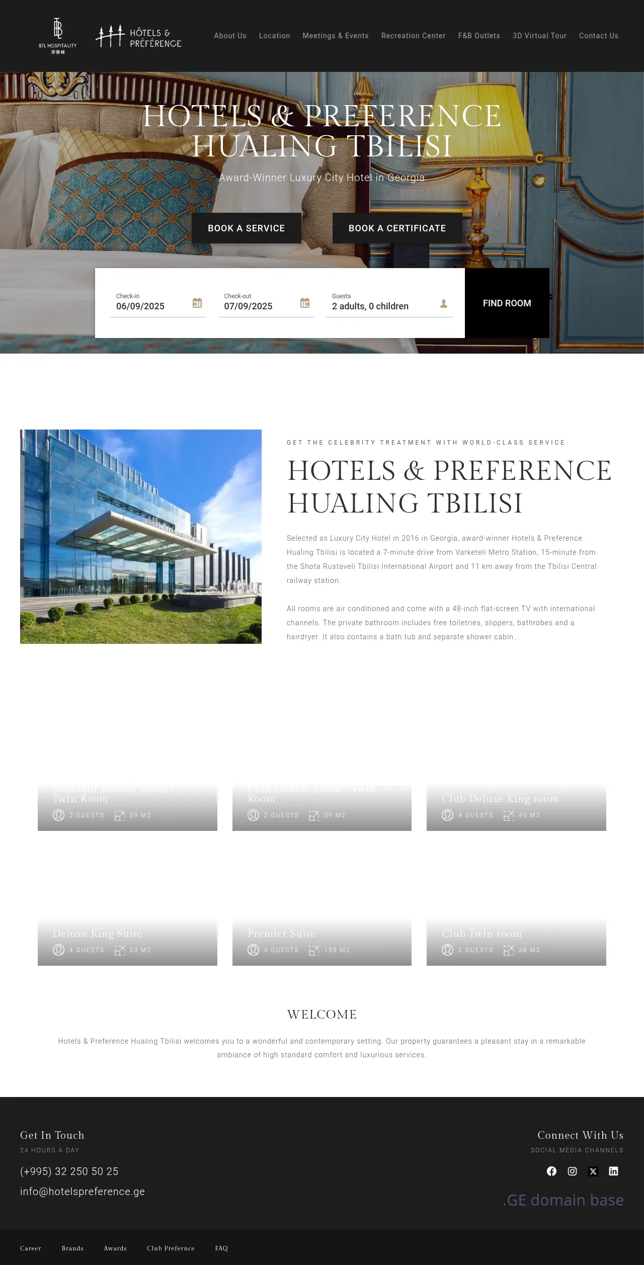 Screenshot of the site hotelspreference.ge at 2025-09-06